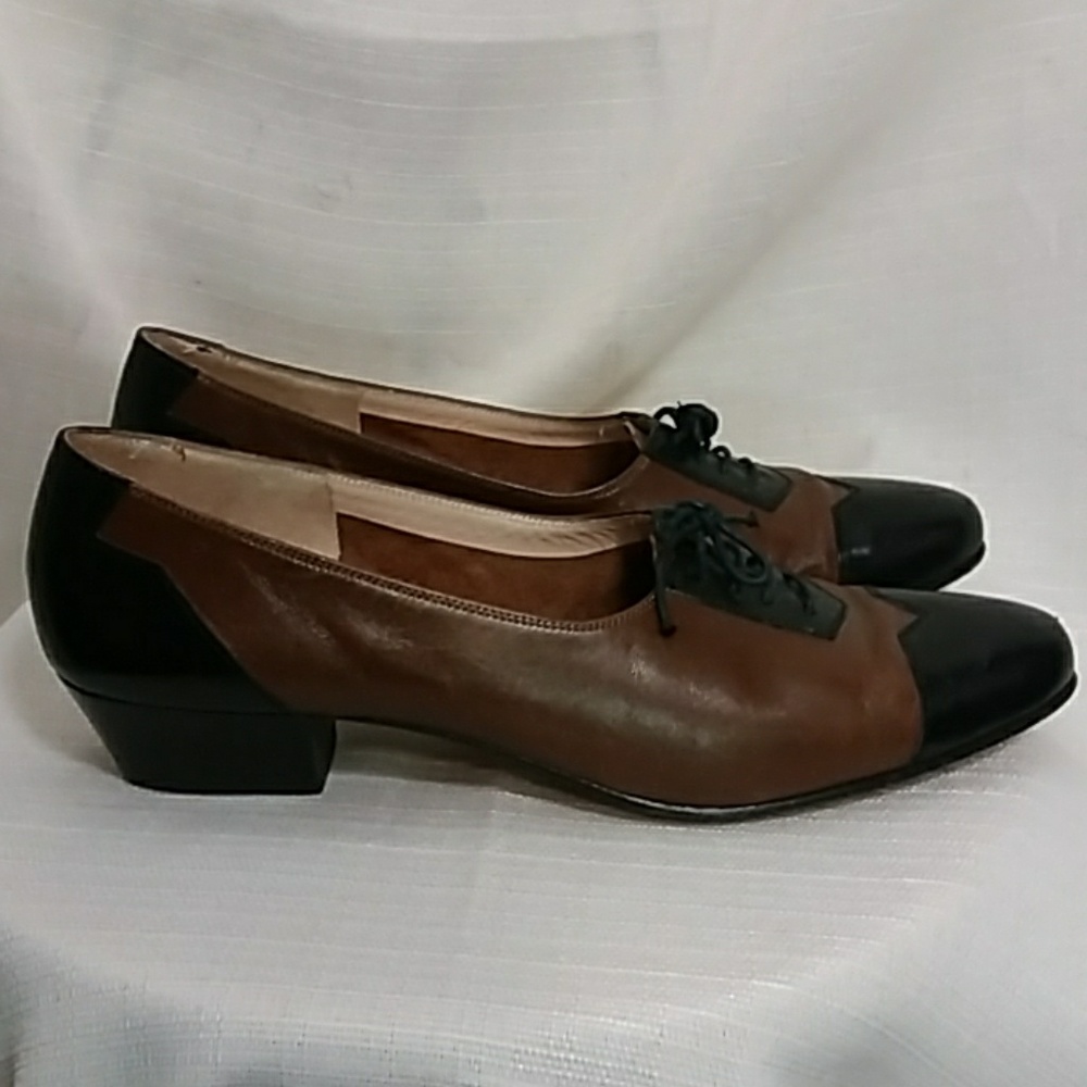 Ferragamo brown black lace-up oxford shoes